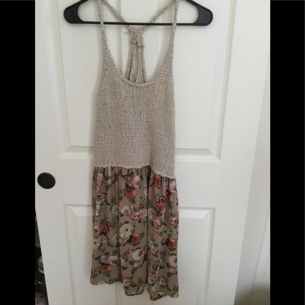 tan Knitted and flowered dress from Easel